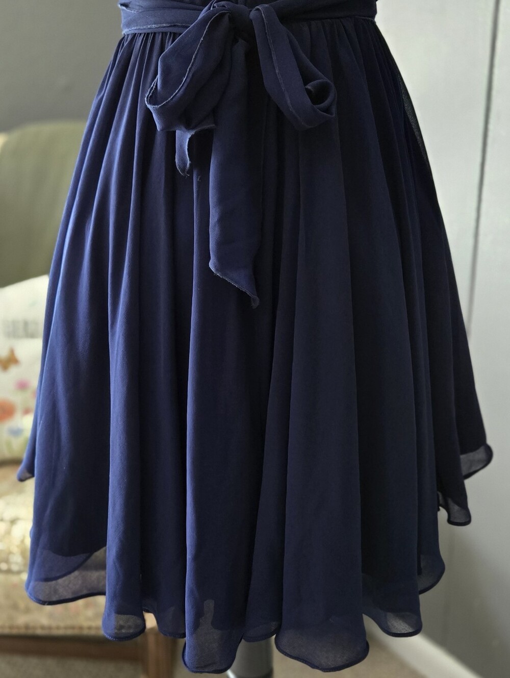 City Studio Navy Blue Strapless Fit And Flare Dress With Sequin Accents - Picture 8 of 9